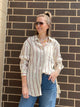 Tribal Oversized Striped Button-Down Shirt - Effortless Boho Chic