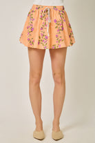 Mystree Orange Floral Pull on Shorts
