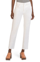 KUT Rachael high rise mom jeans in optic white, raw hem