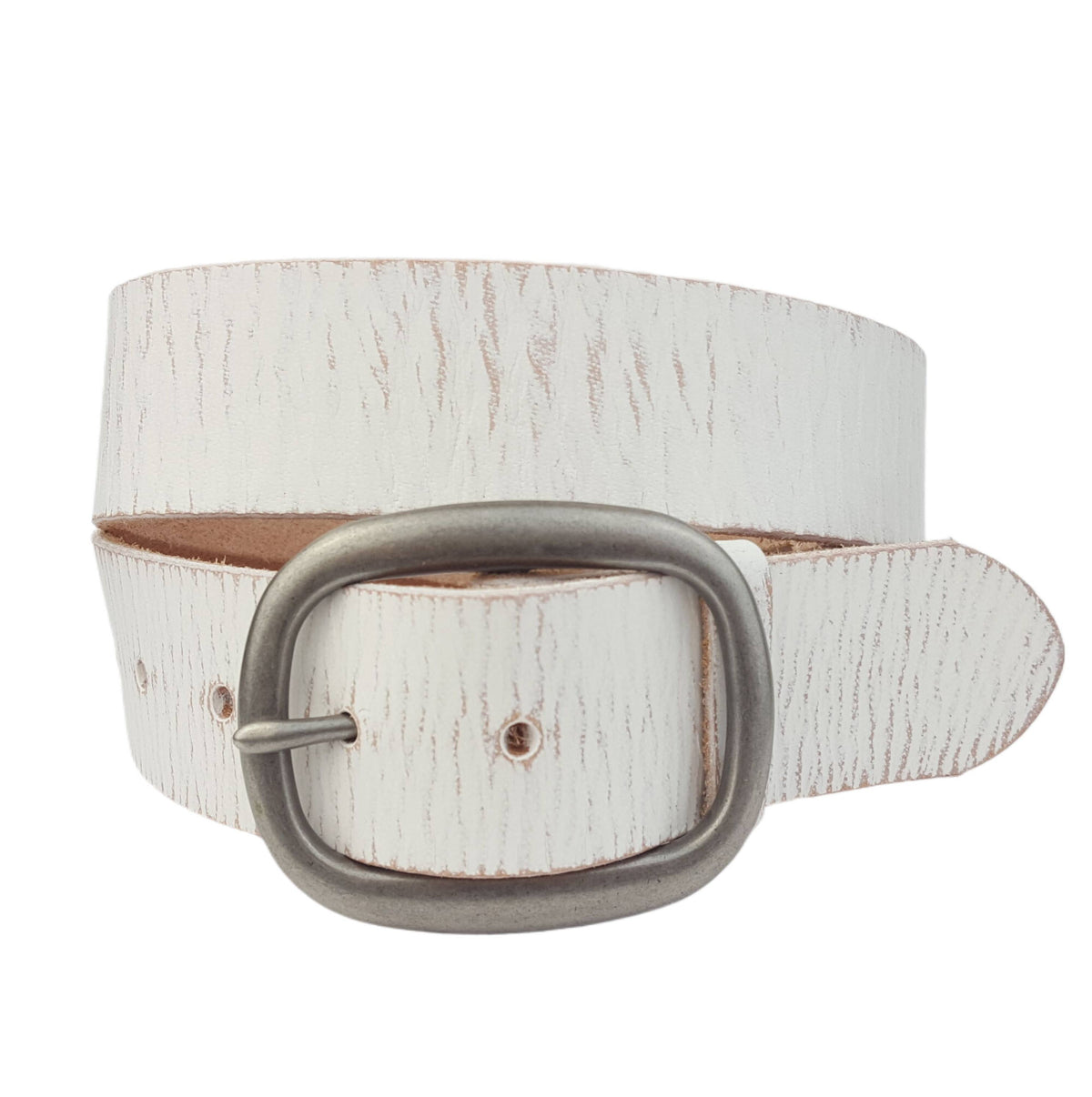 White Genuine Distressed Leather Belt – msbankeny.com