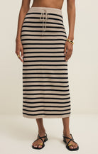 Beige and Black striped Maxi Skirt