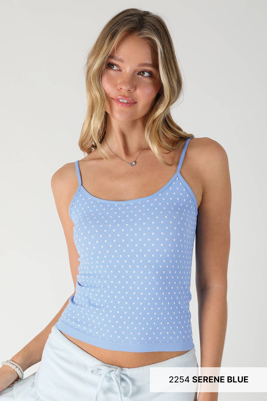 Nikibiki One Size Polka Dot Strap Cami in Serene Blue