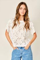 Lace Floral T-Shirt in Off White