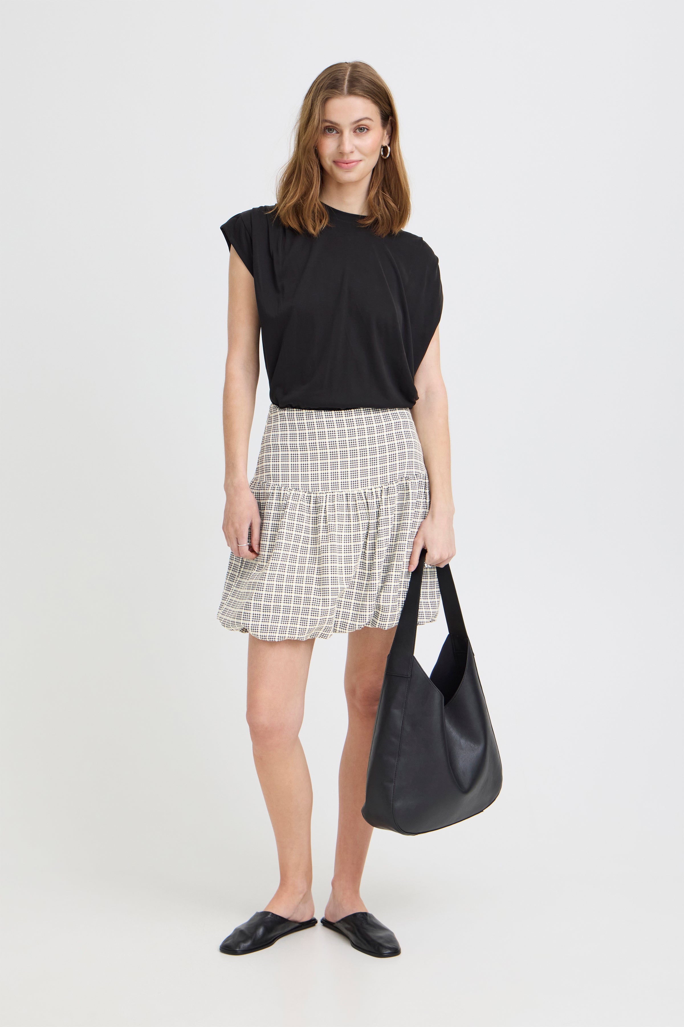 ICHI Jola Skirt in Blue and White