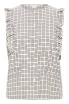 ICHI Jola Top in Blue and White