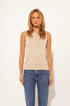 Eli Sleeveless Sweater Top in Light Mocha