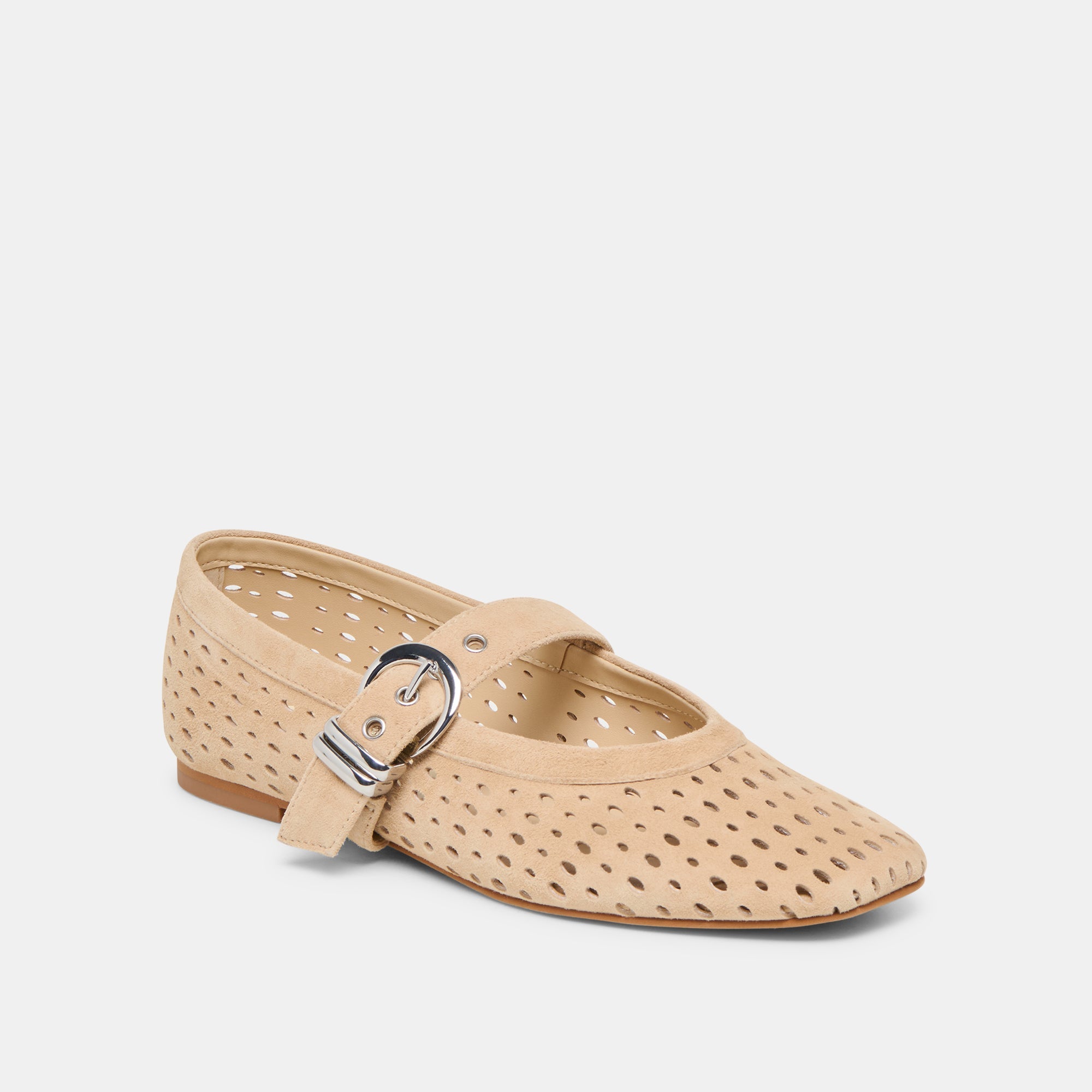 Tan perforated Ballet Flat 