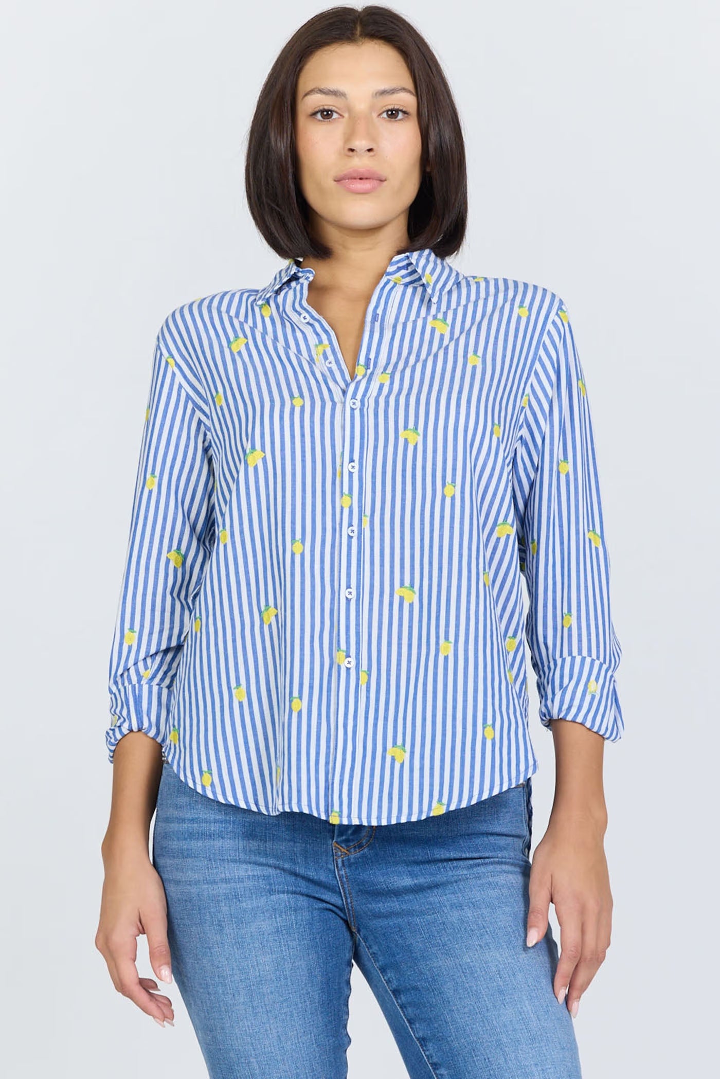 Dear John Lolita Button Up in Blue Lemon Embroidery