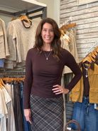 Sienna Ruched Front Jersey Top – Deep Chocolate