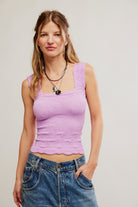 Free People pink/purple floral jacquard tank top 