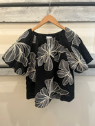Black Blouse with Floral Pattern