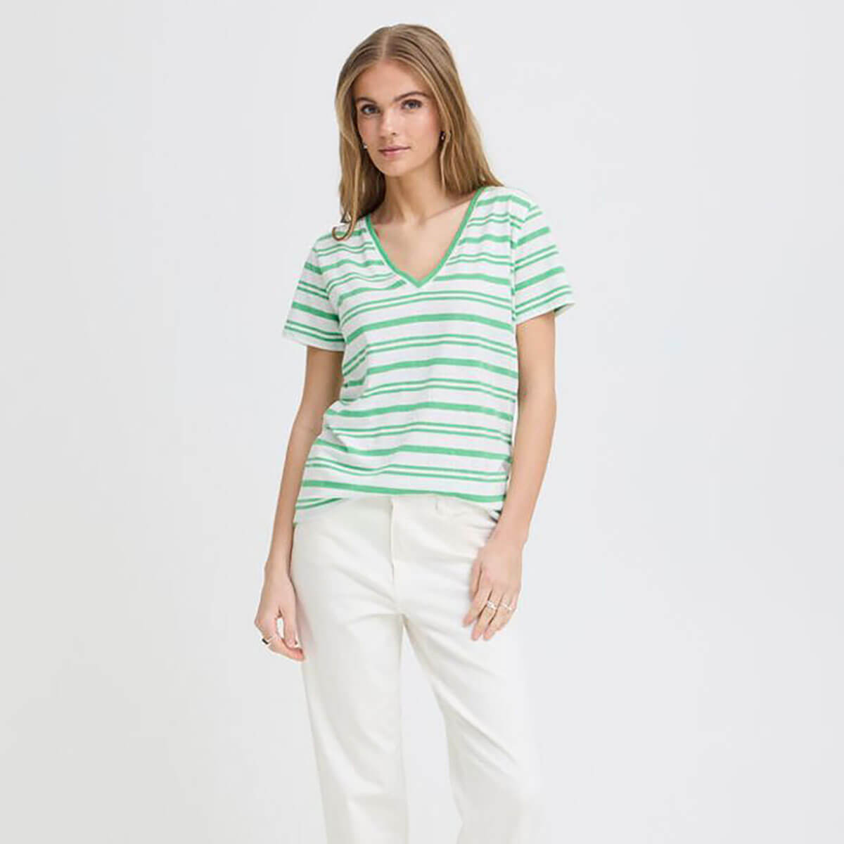 ICHI Yulietta Knit T-Shirt in Greenbriar