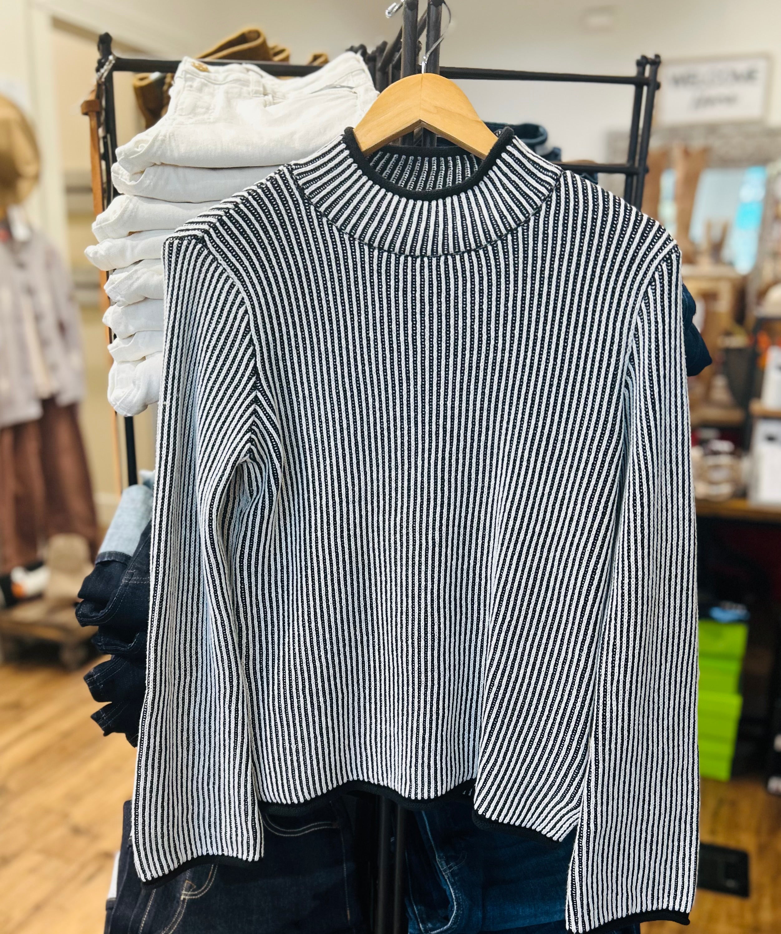 Black and white mock turtleneck hoodie