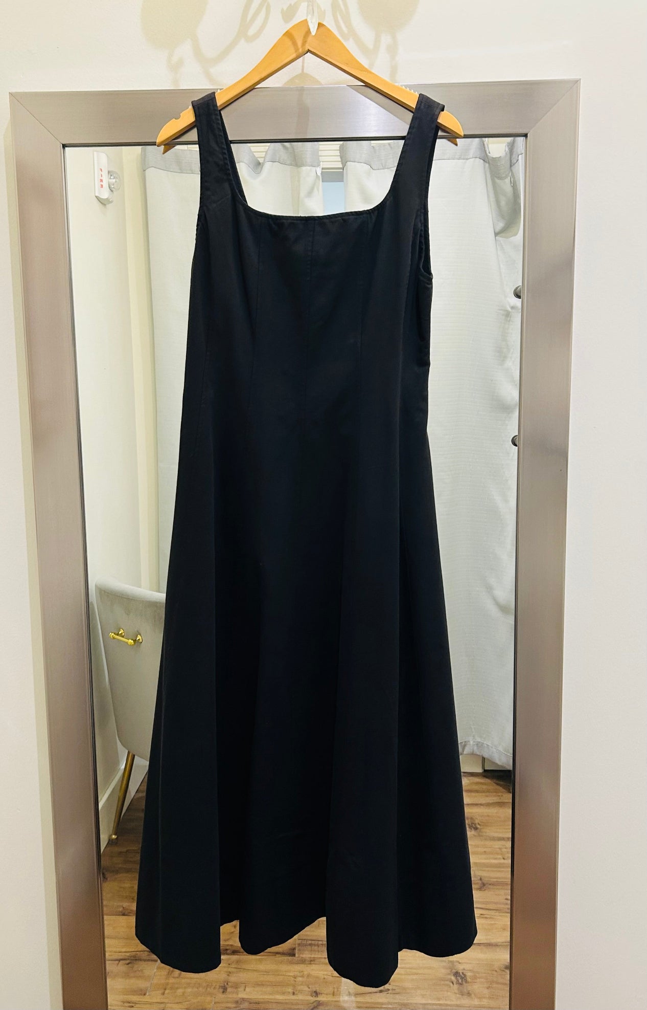 Black, A Line Square Neck Tank Dress