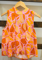 THML Sleeveless Pattern Top in Pink and Orange
