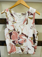 V-Neck Raw Edge Tank in Summer Romance