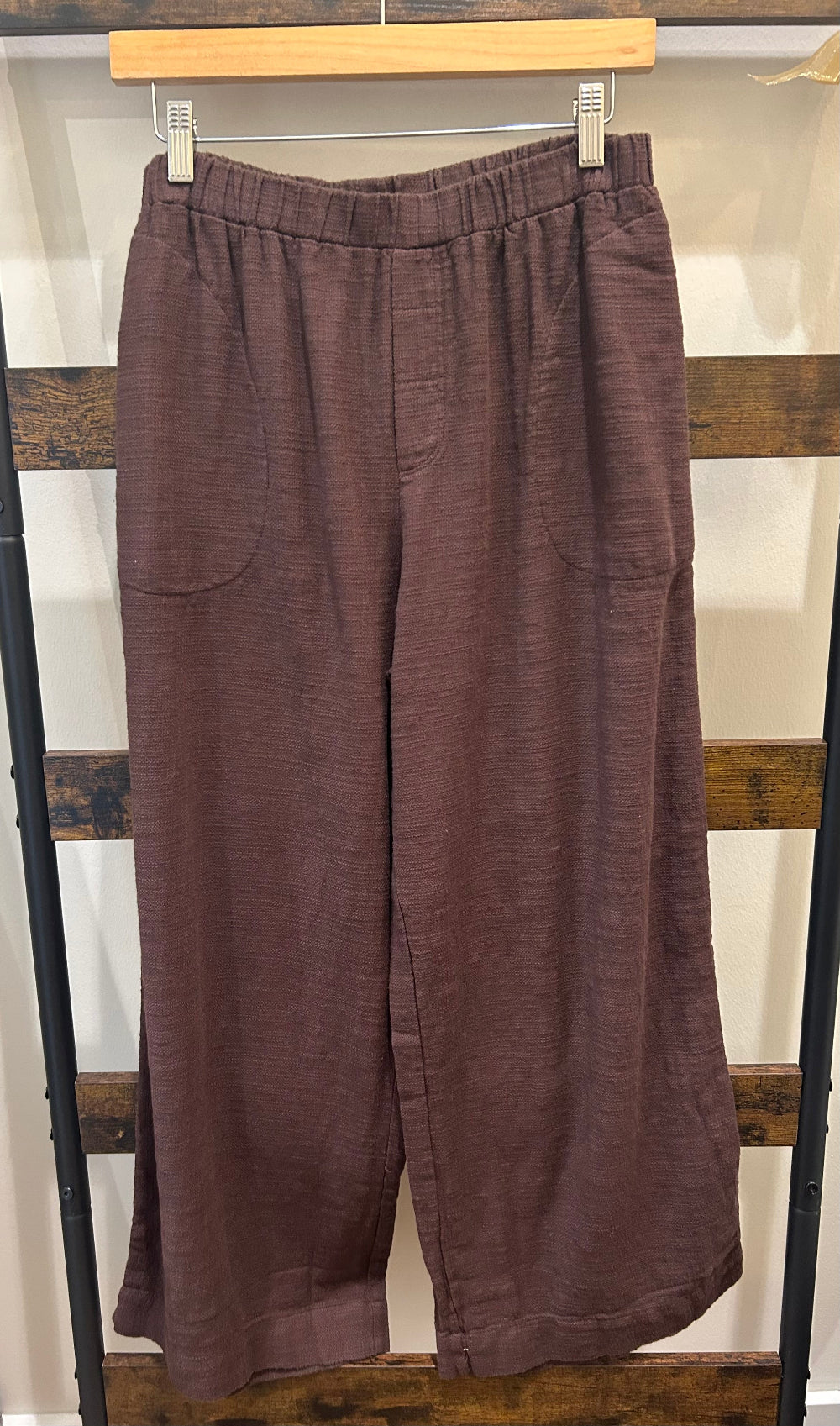 Cropped Faux Fly Pant in Umber Brown