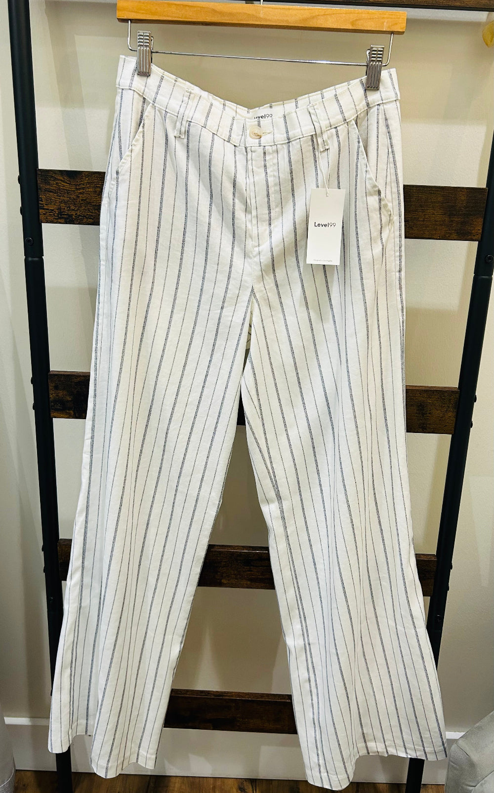 Level99 Tallulah Wide Leg Savoy Navy Stripe