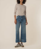 KUT Meg high rise wide leg jeans with rolled up hem and large front pockets