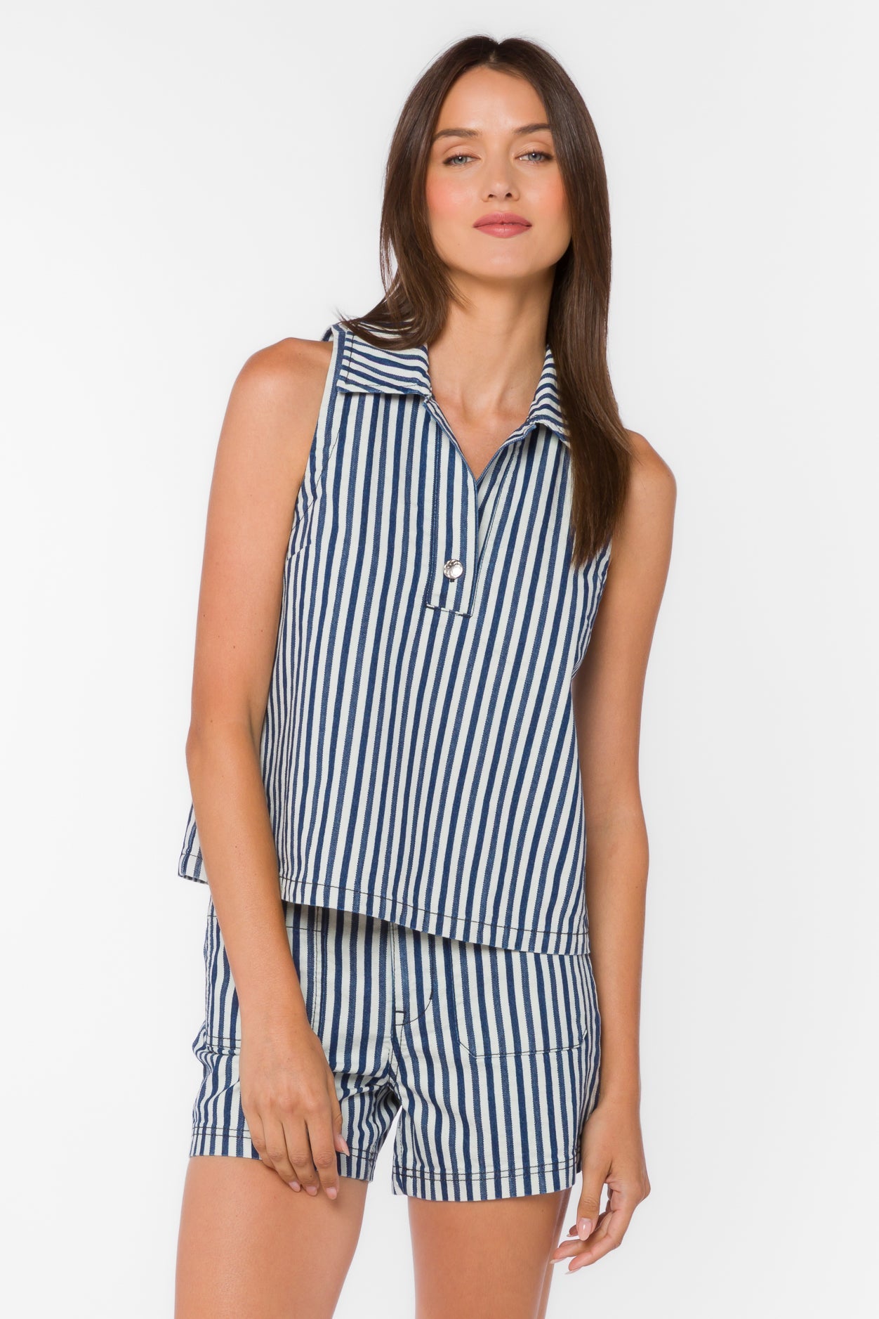 Velvet Heart Indigo Stripe Sleeveless Kinsey Top