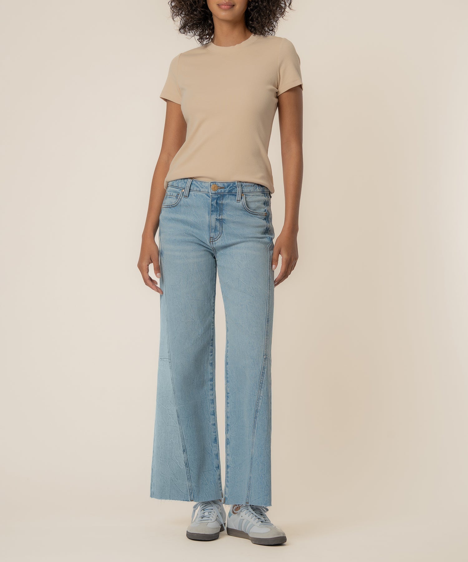 Light Blue Wide Leg Denim with Patch Side Detail.