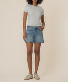 Light Blue Raw Hem Denim Short