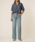 KUT from the Kloth Brenda Boxy Button Up Shirt in Indigo/White
