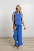Mac and Me Cozy Wide Leg Lounge Pant in Blue