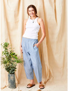 Blue Striped Cotton Pants