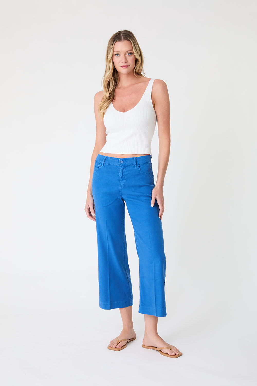 Level99 wide leg blue crop trouser pants