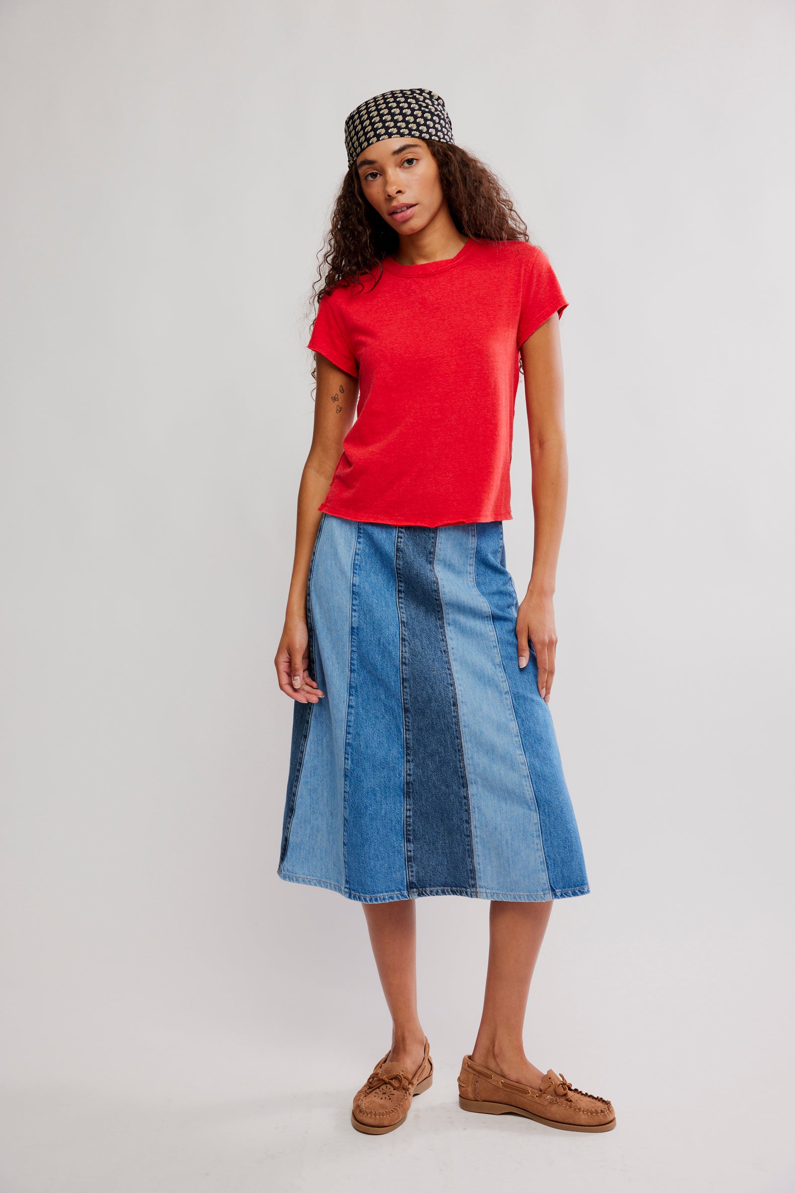 Free People Red Short Sleeve T-Shirt