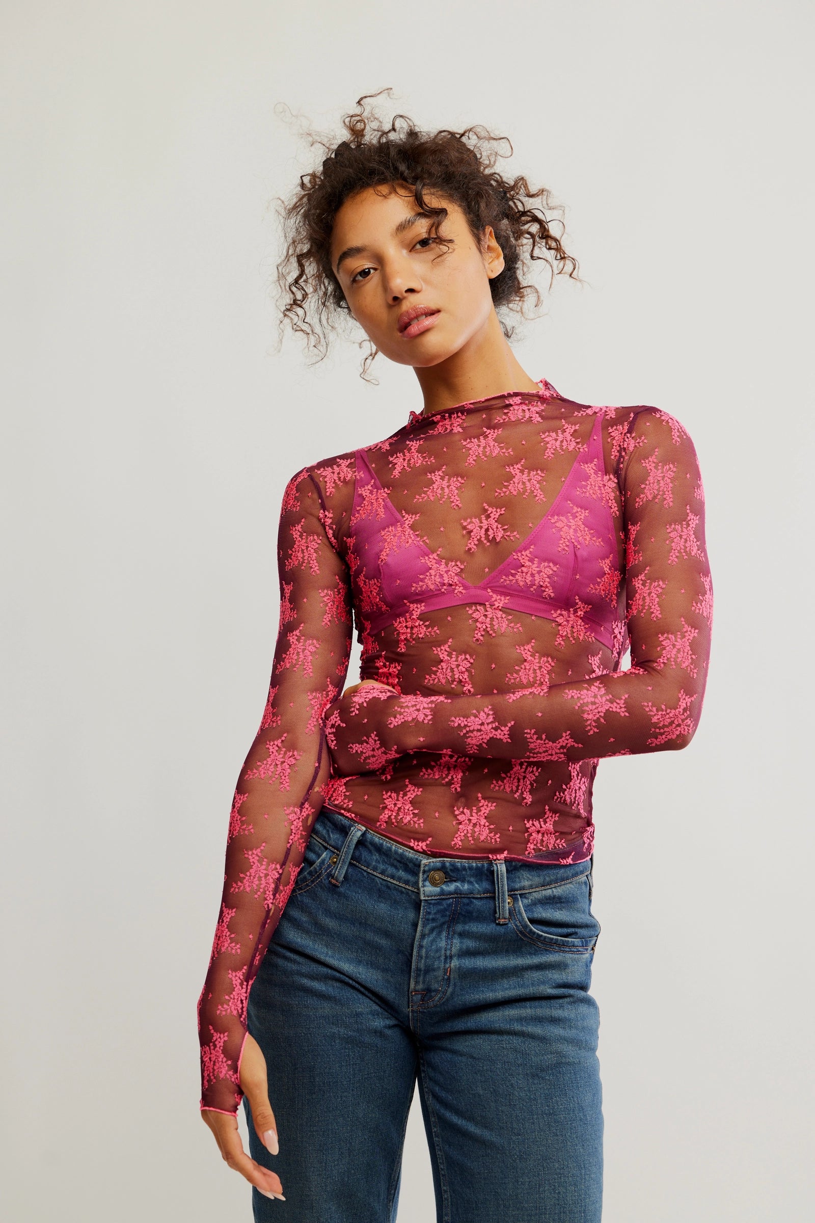 Free People Two Tone Lady Lux Layering Top - Zinfandel Combo