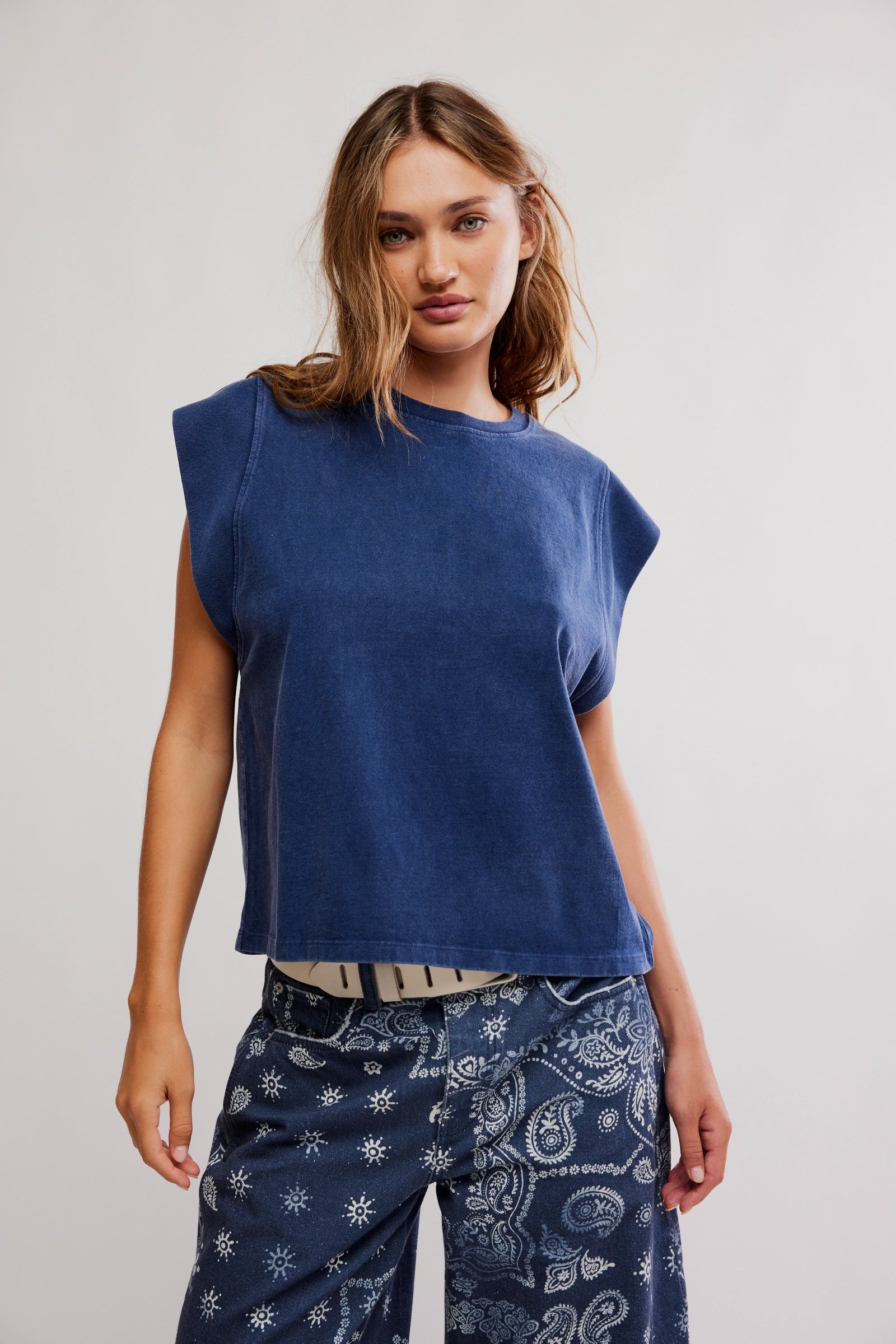 navy blue muscle top