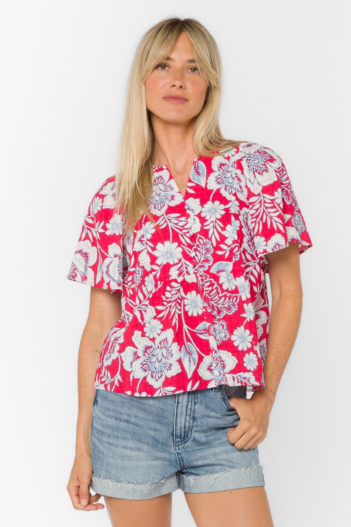 Velvet Heart Quency Floral Butterfly Sleeve Top 