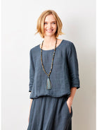 Long sleeve scoop neck blouse