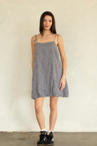 Tori Mini Bubble Hem Dress in Black Gingham
