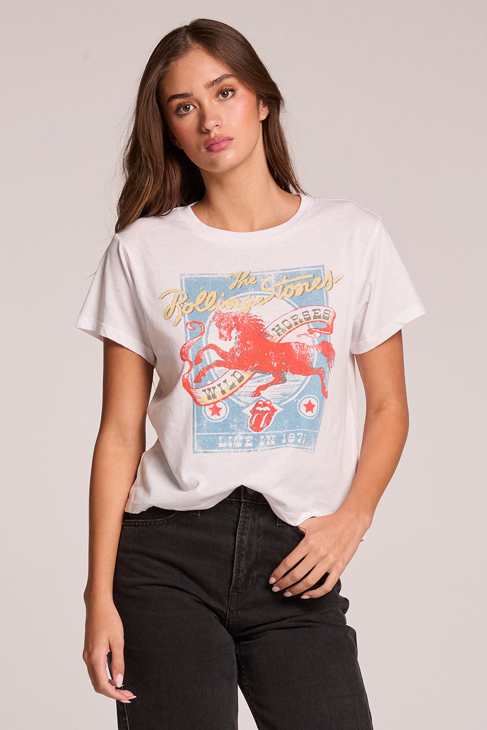 Chaser Rolling Stones Wild Horses Tee in White