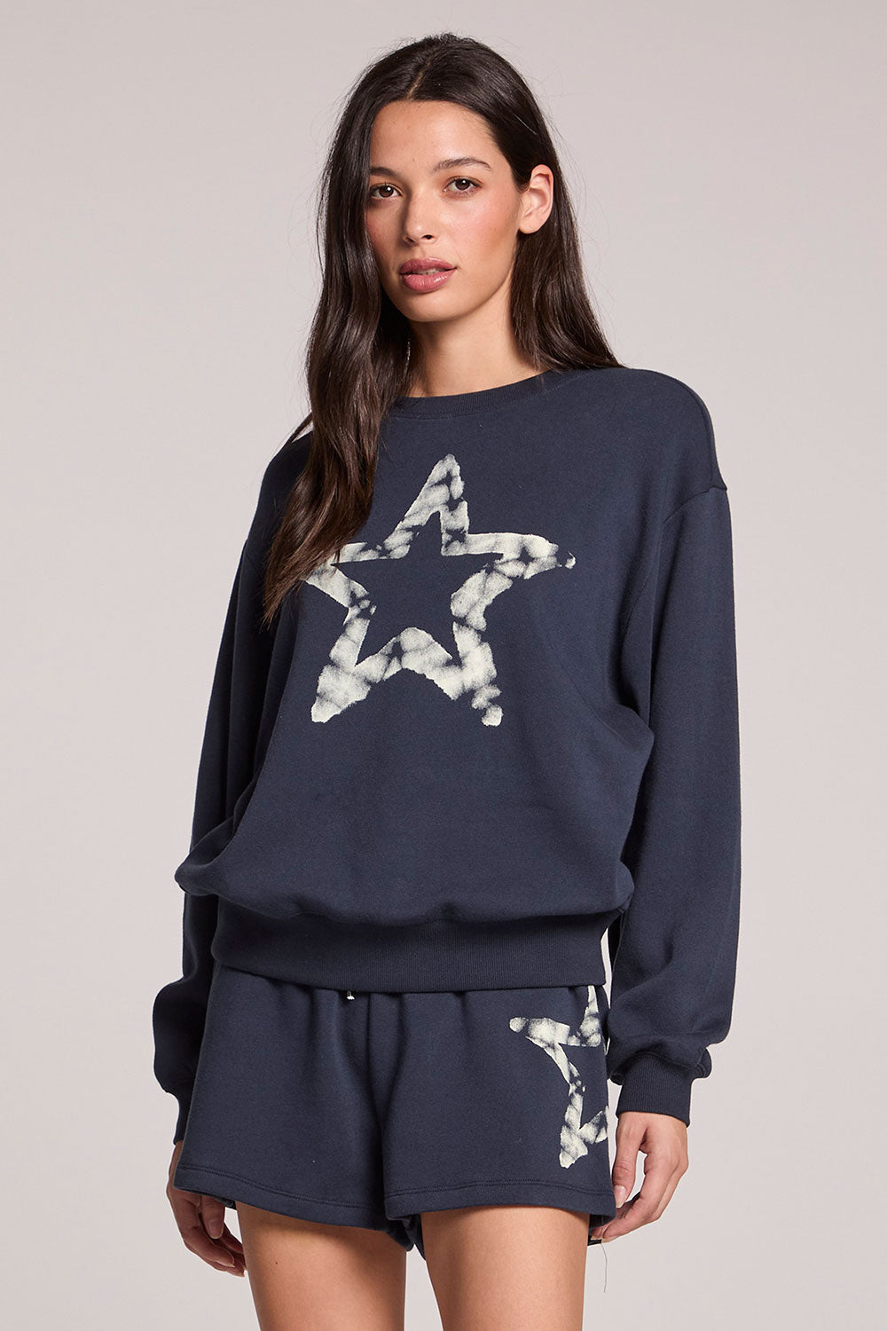 Chaser Tie-Dye Star Long Sleeve in Navy