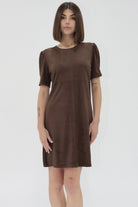 Short brown suede dress