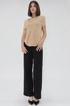 Classic Fit, Crew Neck, Suede Top.