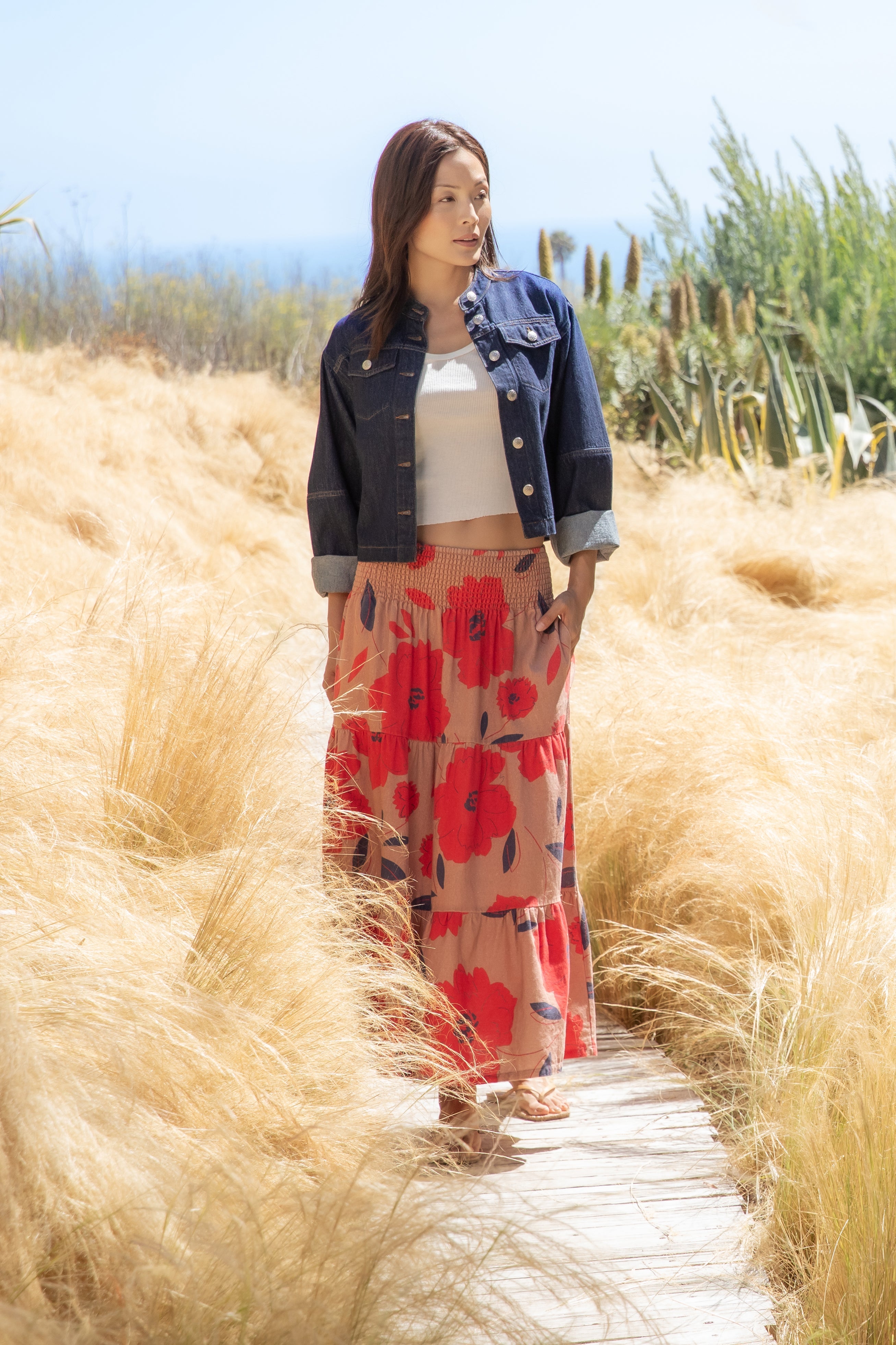 Velvet Heart Desert Flower Print Long Skirt