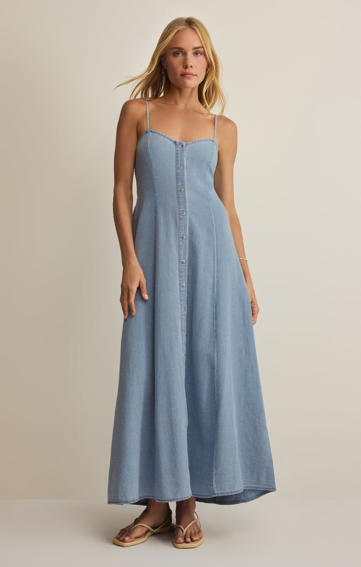 Z SUPPLY Angel Eyes Twill Midi Dress in Lake Blue