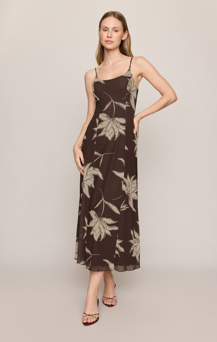 Z SUPPLY Charisma Floral Midi Dress - Dark Chocolate