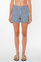 Velvet Heart Zelma Indigo Stripe High-Waisted Shorts