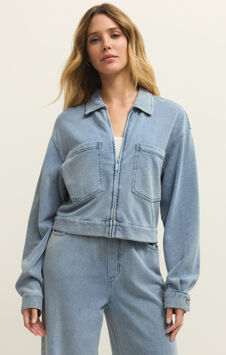 Collared Zip Front Sweatshirt with front Pockets