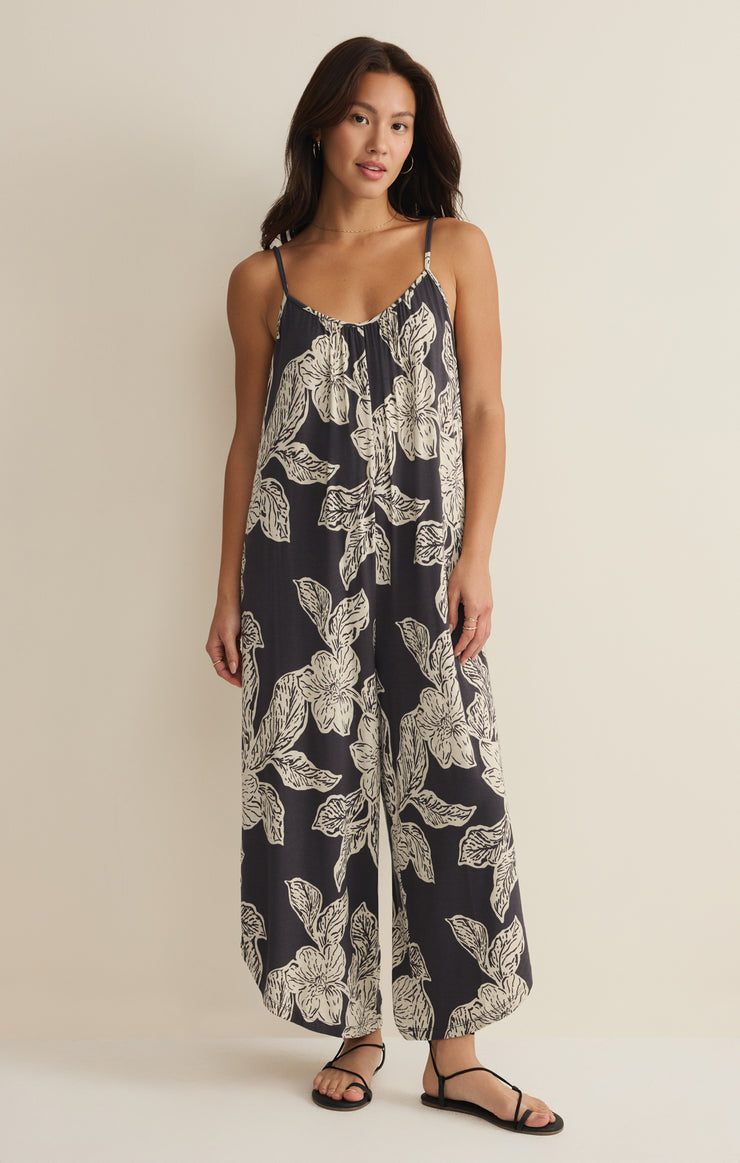 Z SUPPLY floral black spaghetti strap jumpsuit