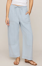Z SUPPLY blue and white striped soft denim carpenter pant 