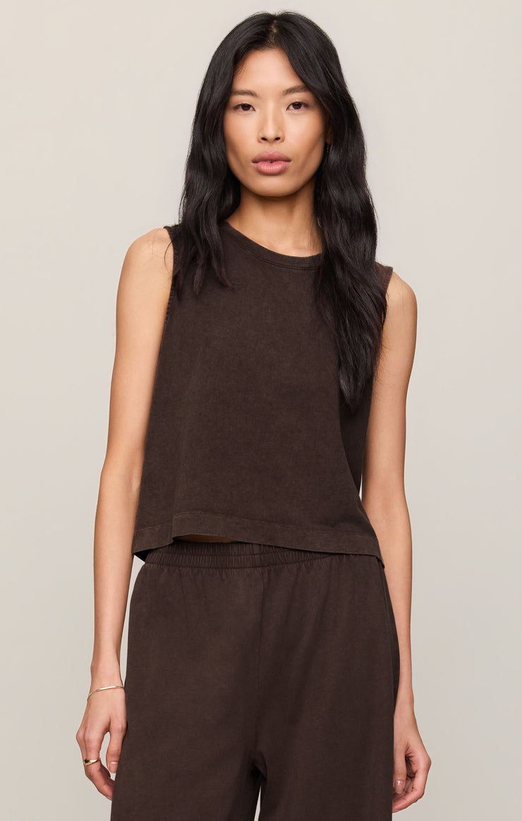 Z SUPPLY Sloane Jersey Muscle Tank - Dark Chocolate