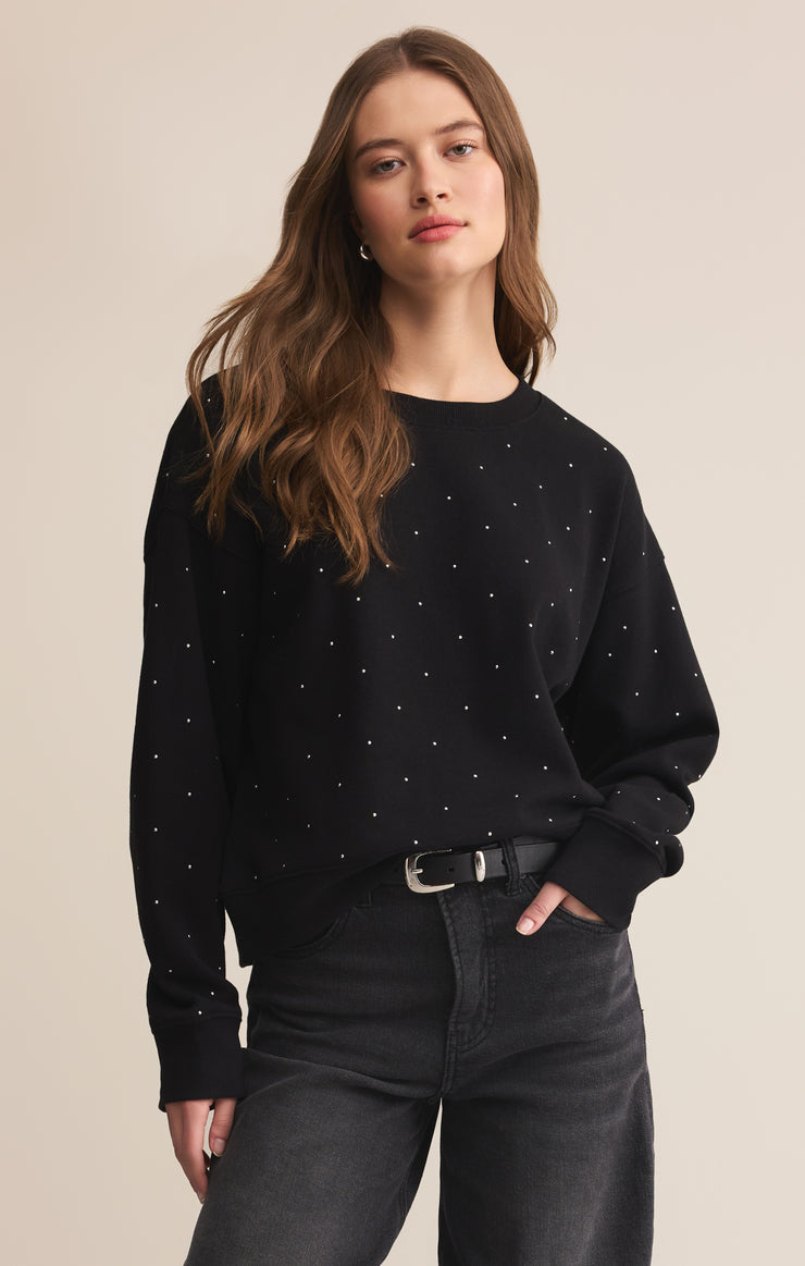 Women's embellished black sweatshirt