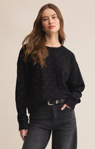 Women's embellished black sweatshirt